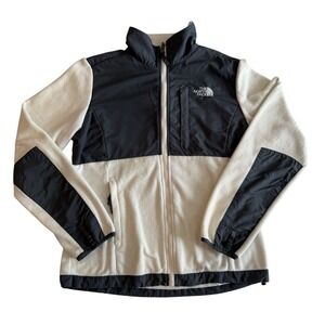 The North Face Retro Denali Fleece Jacket Womens Sz S White Gray Polartec Zipper